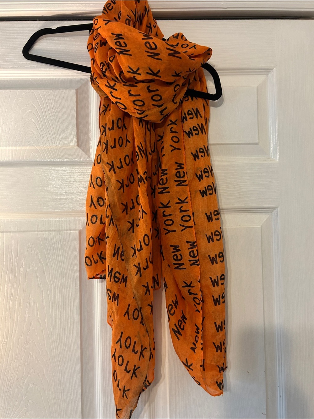 ‘New York' Print Orange and Black Lightweight Women's Scarf